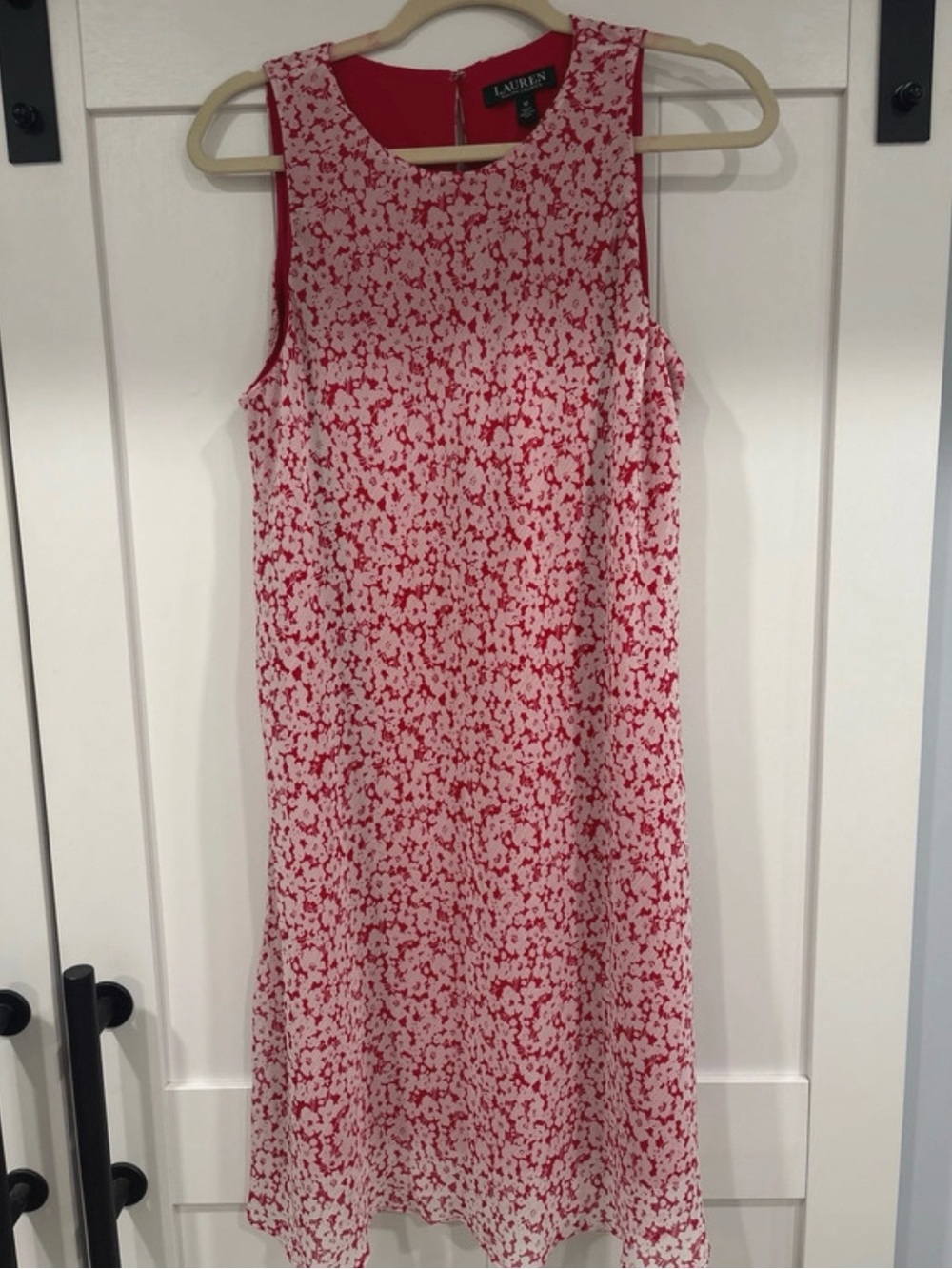 Ralph Lauren Red and White Floral Sleeveless Shift Dress